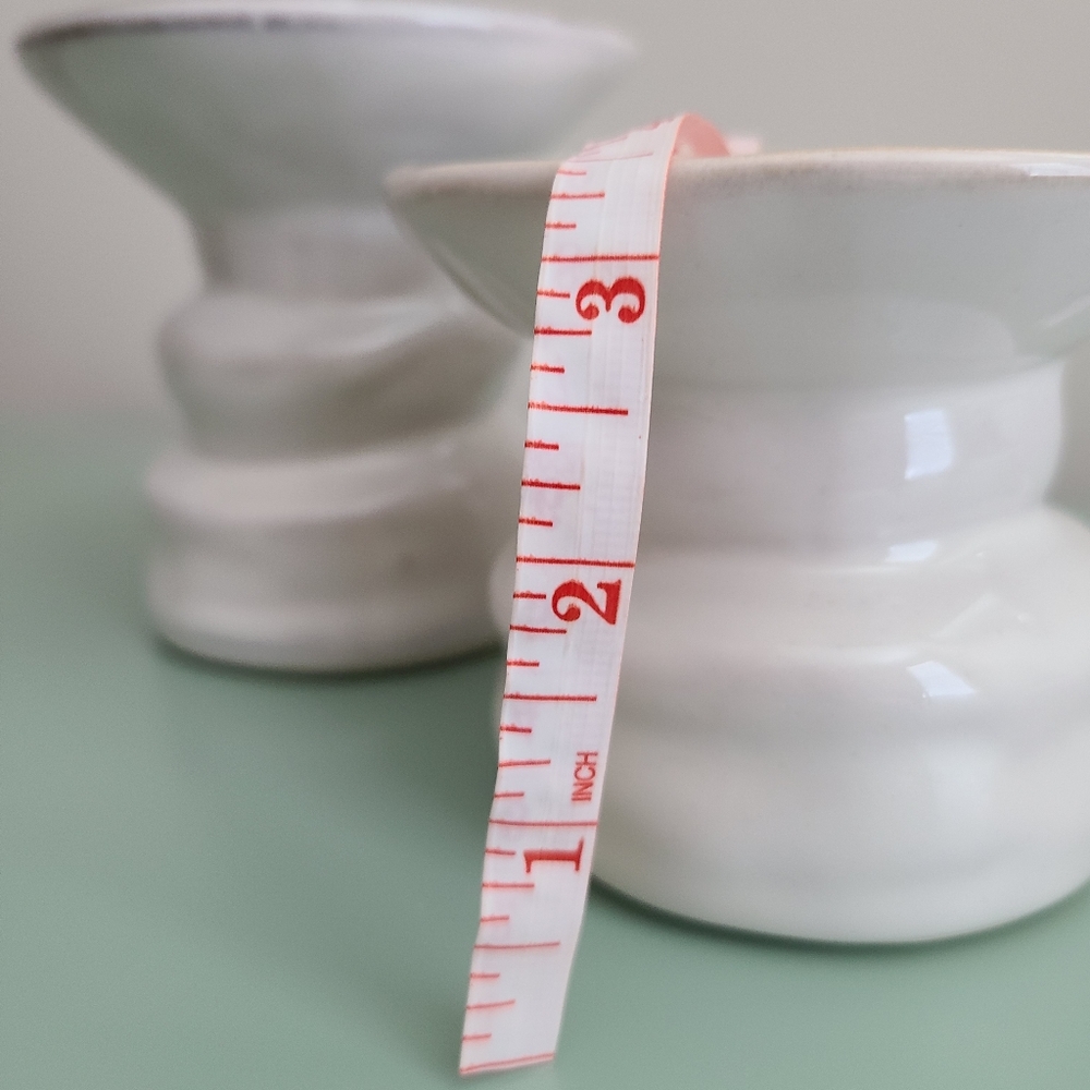 White Ceramic Pillar And Taper Candle Holders - Set Of 2 - Picture 6 of 8